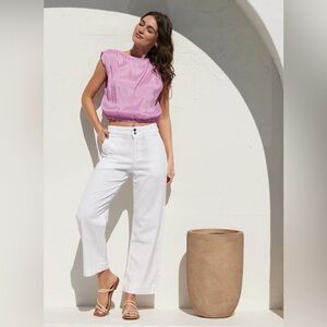 Bella Dahl Saige Wide Leg Cropped Pant in White